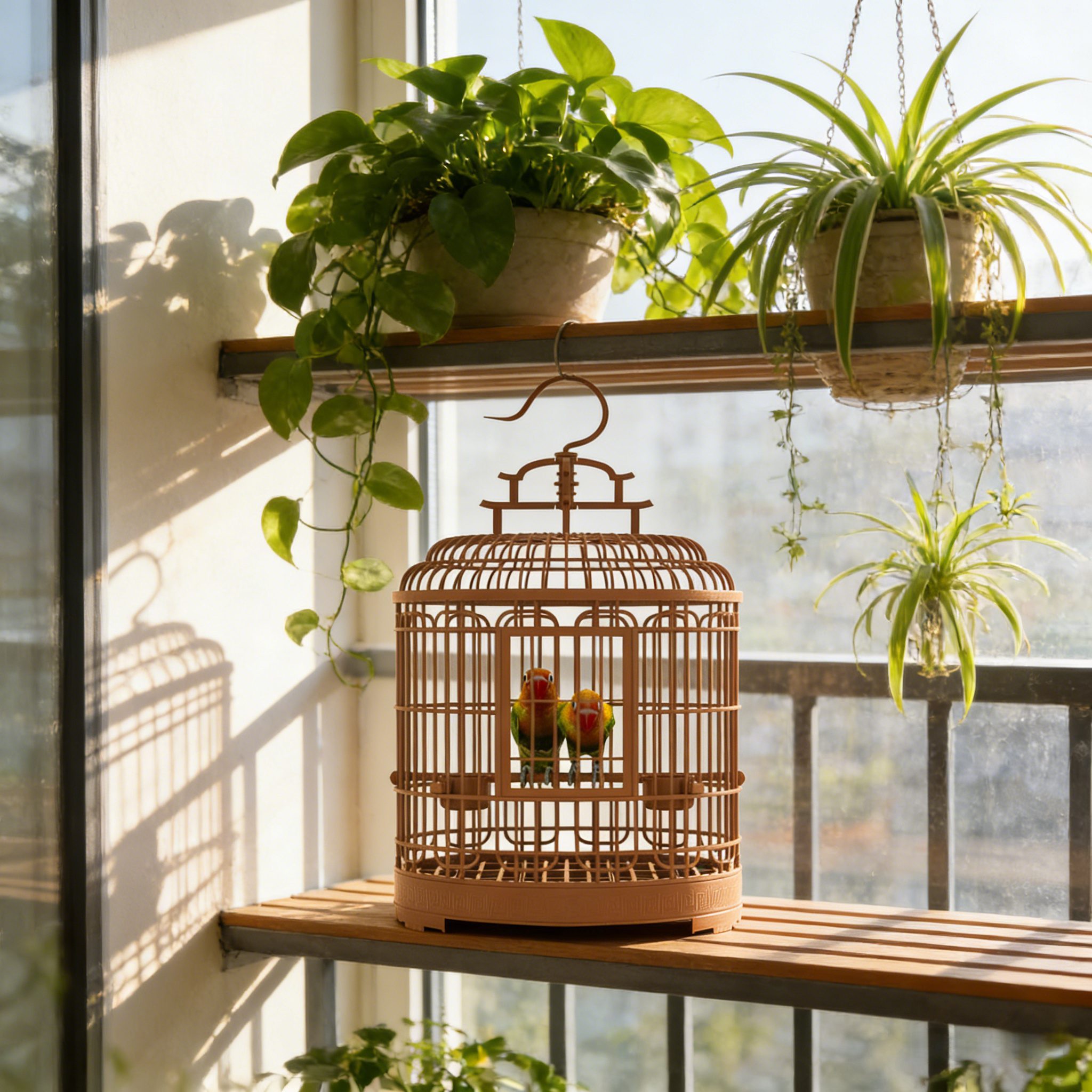 Medium Portable Bird Cage – Brown - Image 3