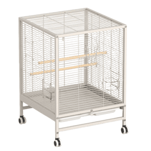 Large Bird Cage with Transparent Panels – White