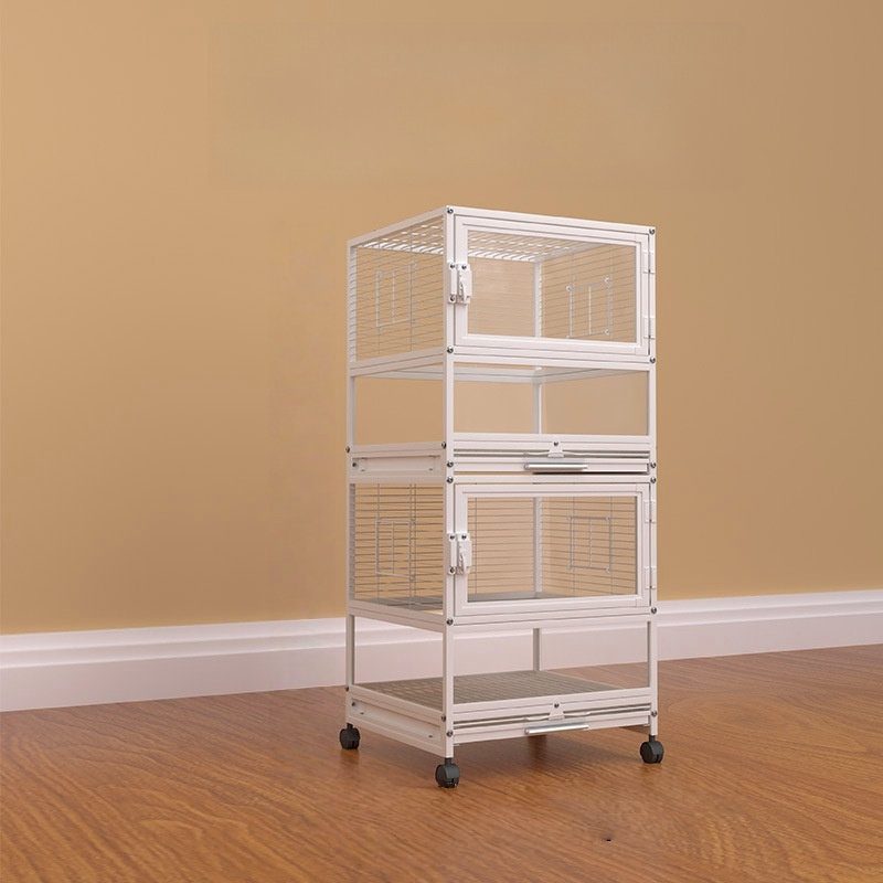 White Villa-Style Bird Cage with Horizontal Bars - Image 3
