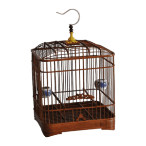 Small Hanging Bamboo Bird Cage – Dark Wood