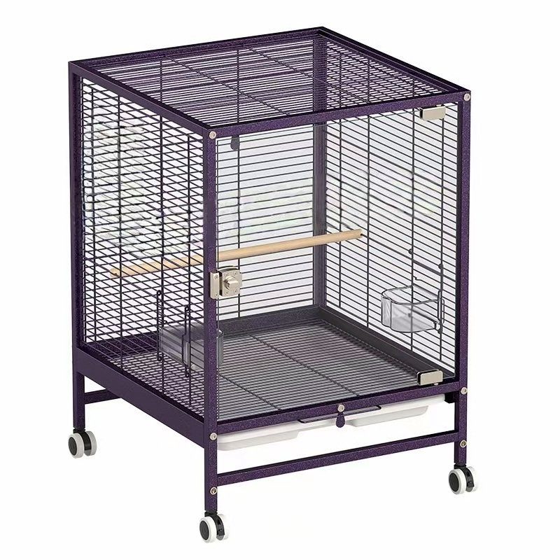 Large Enclosed Bird Cage with Clear Panels – Purple