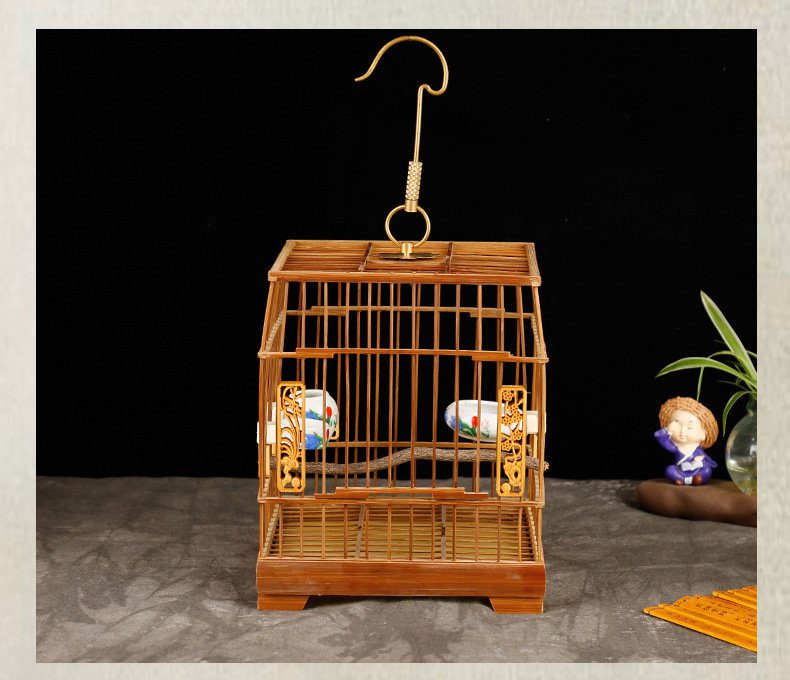 Small Bamboo Bird Cage – Natural - Image 4