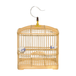 Small Hanging Bamboo Bird Cage – Light Wood